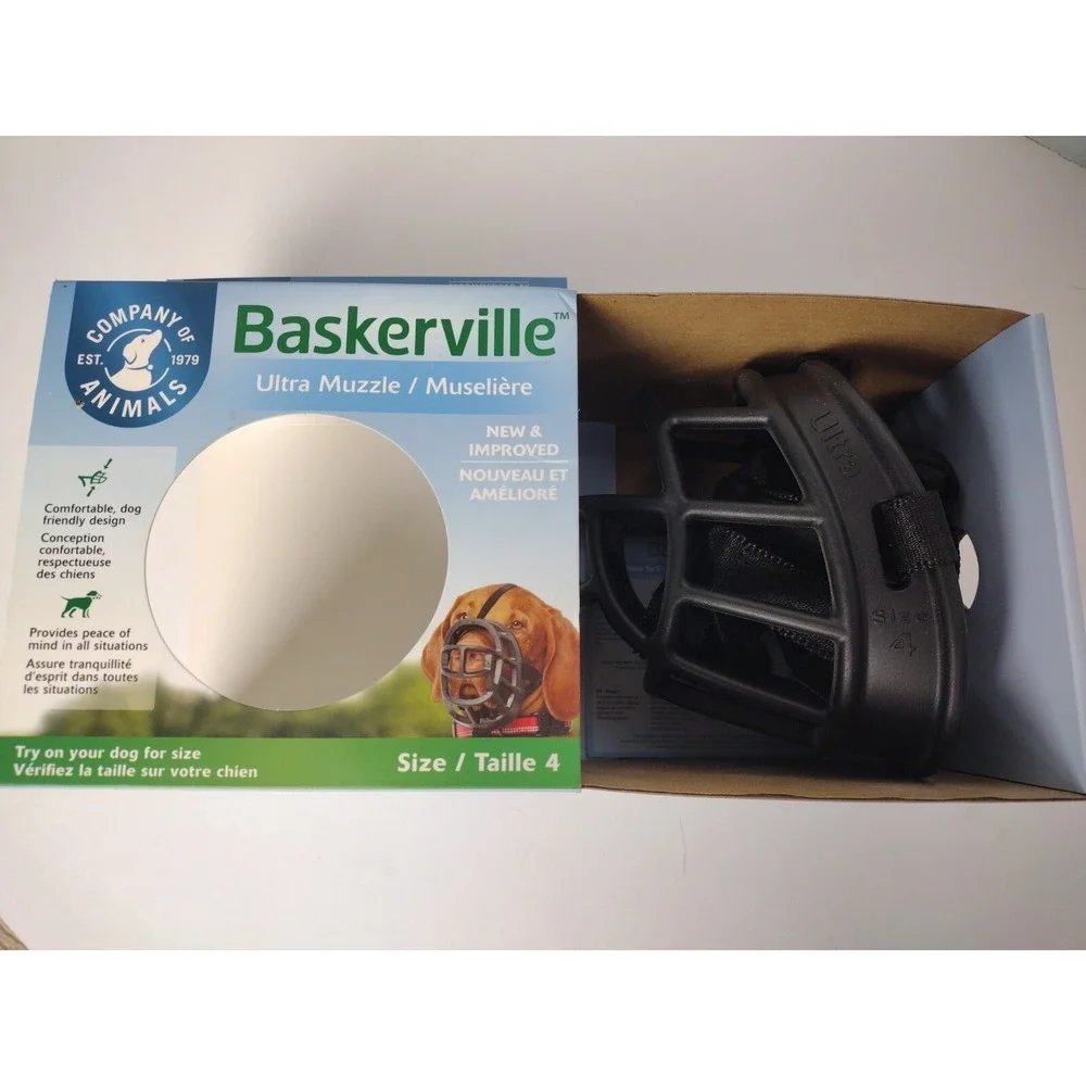 BASKERVILLE BLACK ULTRA MUZZLE FOR DOGS SIZE 4 PERMITS PANTING & DRINKING EUC